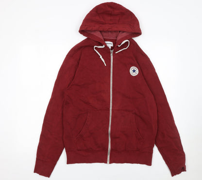 Mens UK Size S Converse Red Full Zip Hoodie