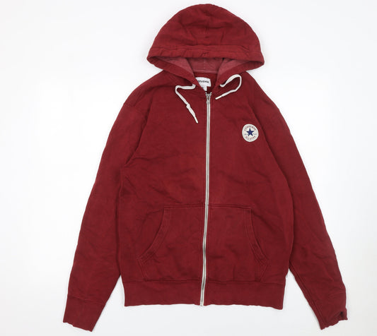 Mens UK Size S Converse Red Full Zip Hoodie