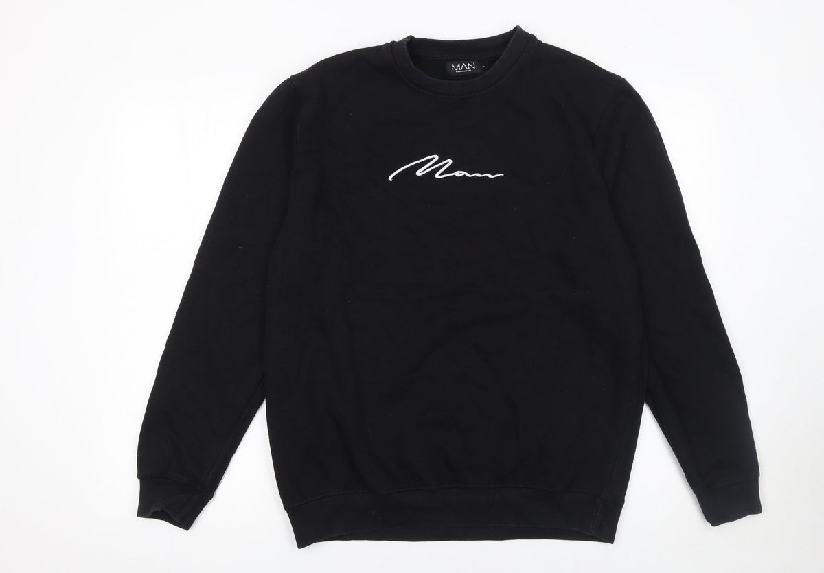 Mens UK Size L boohooMAN Black Pullover Sweatshirt