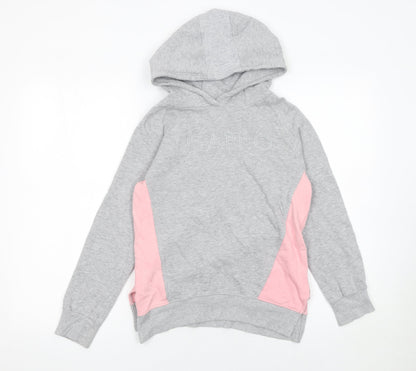 USA Pro Girls Grey & Pink Pullover Hoodie 11-12 Years Cotton Blend
