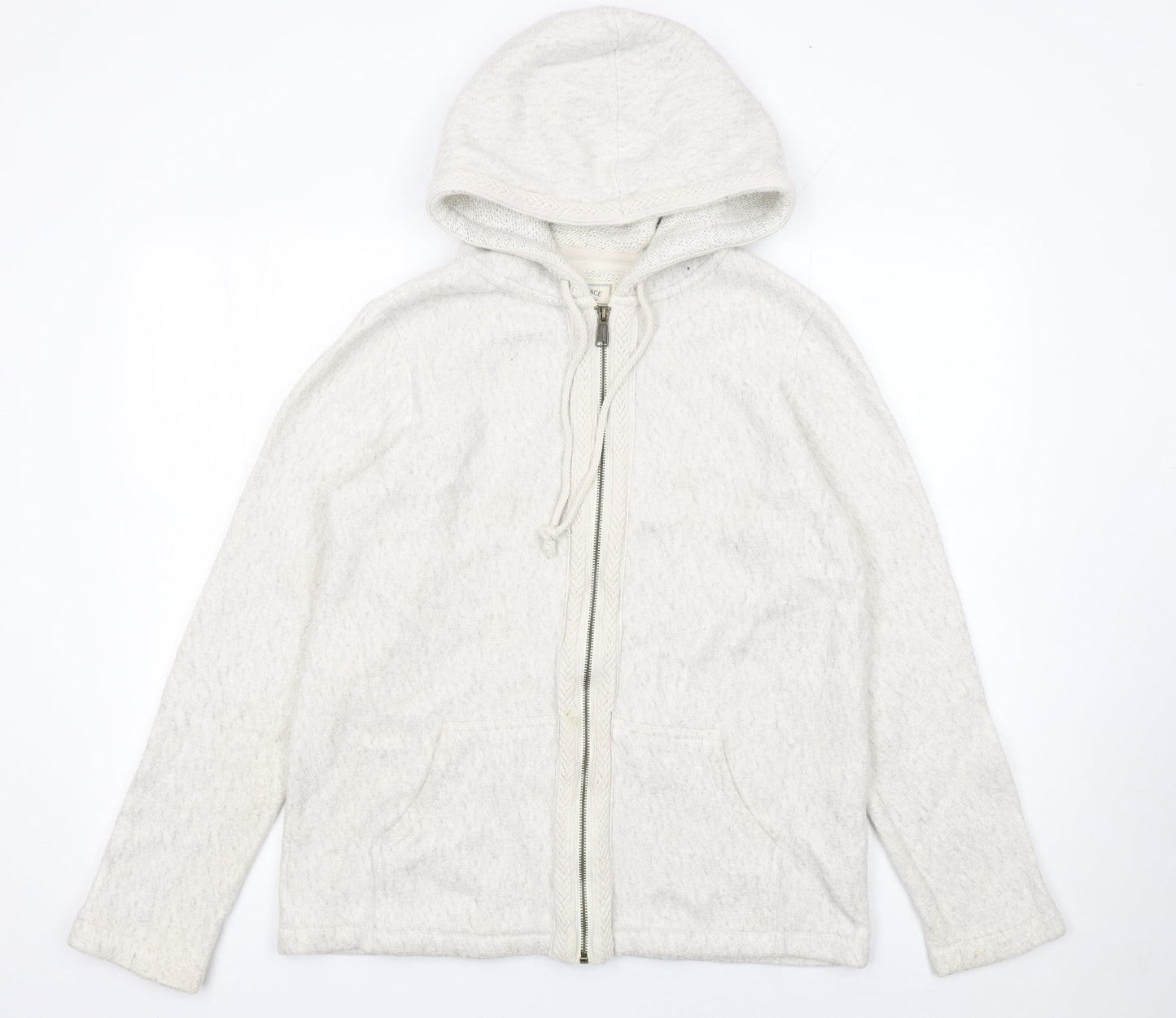 Fat Face Women Ivory Cotton Full Zip Hooded Jumper Size 10