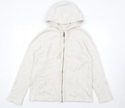 Fat Face Women Ivory Cotton Full Zip Hooded Jumper Size 10