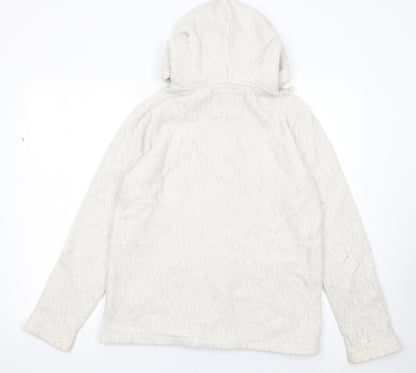 Fat Face Women Ivory Cotton Full Zip Hooded Jumper Size 10