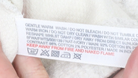 Fat Face Women Ivory Cotton Full Zip Hooded Jumper Size 10