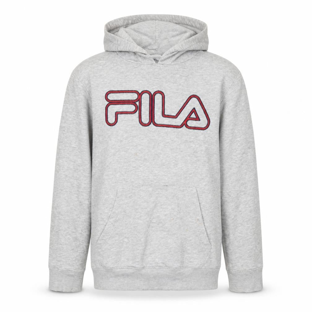 Fila Mens Grey Pullover Hoodie Small Regular Fit Logo Fleece Sweatshirt