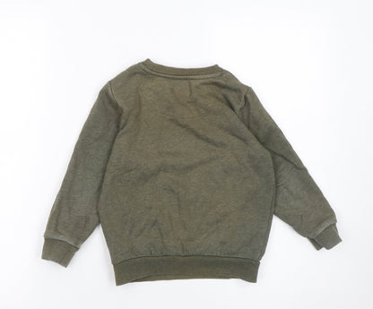 F&F Boys Green Pullover Sweatshirt 5-6 Years Monster Truck Graphic