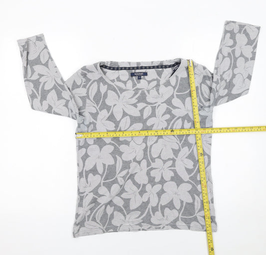 Maine New England Women's Grey Floral 3/4 Sleeve Cotton T-Shirt Size 12