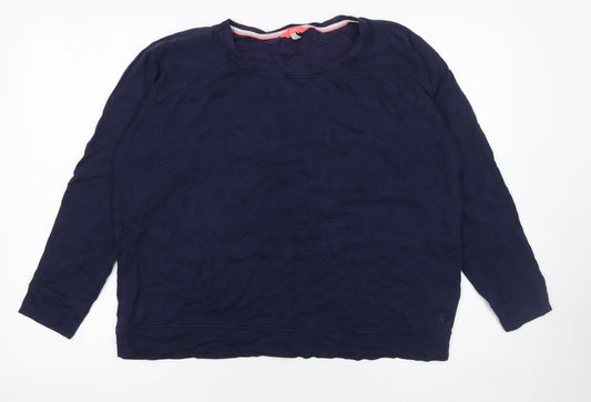 Joules Womens Blue Long Sleeve Crew Neck Regular Fit T-Shirt Size 18