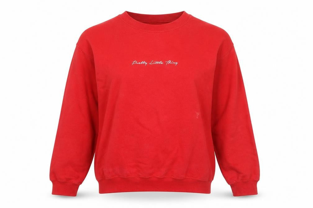 Womens UK Size S PRETTYLITTLETHING Red Pullover Sweatshirt