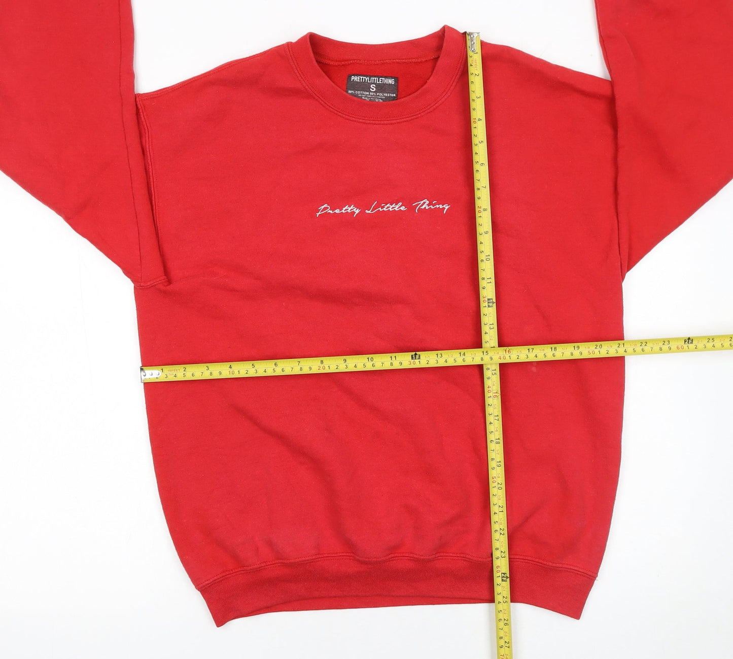 Womens UK Size S PRETTYLITTLETHING Red Pullover Sweatshirt