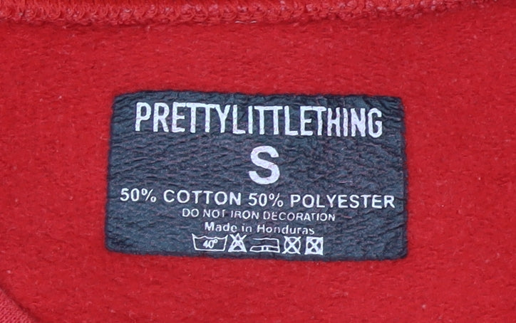 Womens UK Size S PRETTYLITTLETHING Red Pullover Sweatshirt