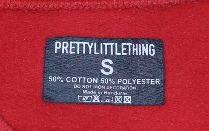 Womens UK Size S PRETTYLITTLETHING Red Pullover Sweatshirt