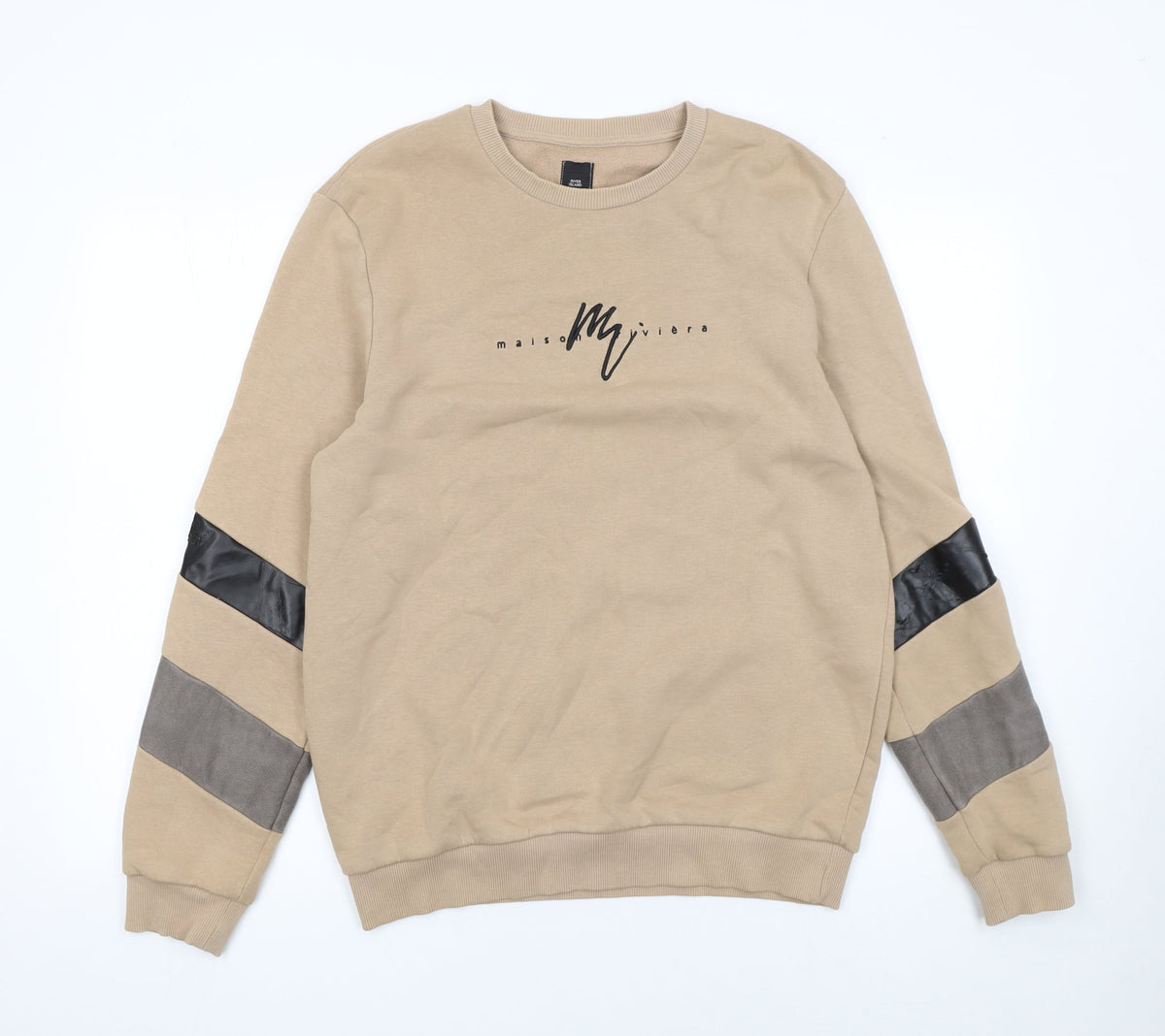 Mens UK Size M River Island Beige Pullover Sweatshirt