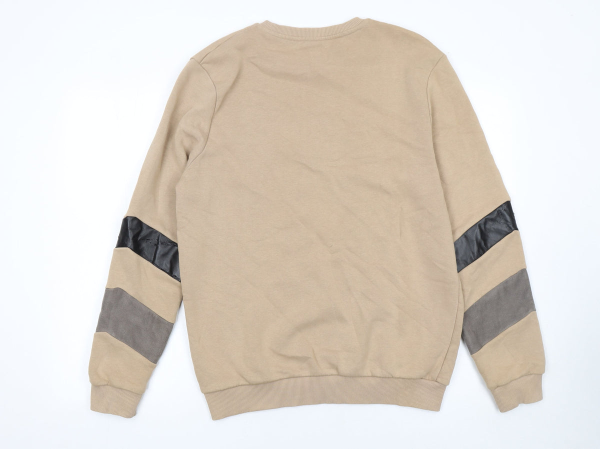 Mens UK Size M River Island Beige Pullover Sweatshirt