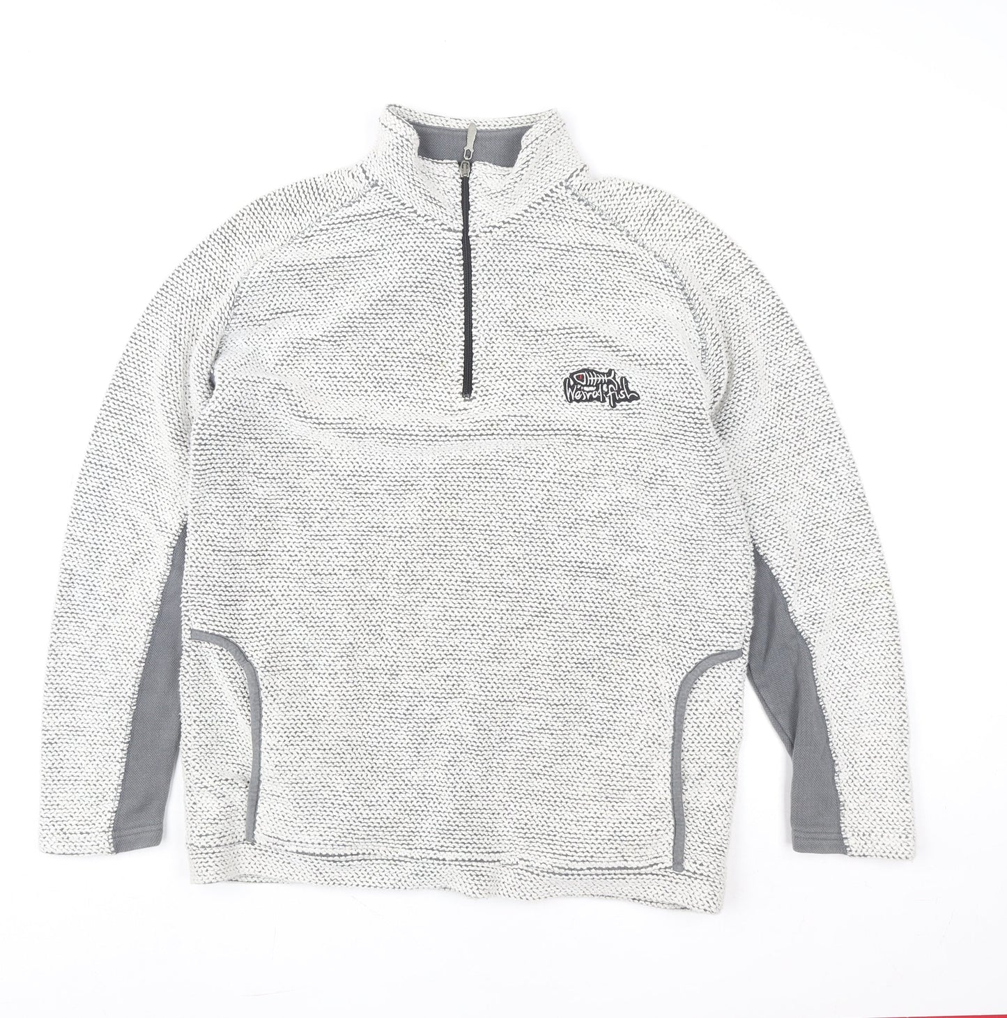 Weird Fish Men's Grey 1/4 Zip Knit Sweatshirt Size S Outdoor Casual