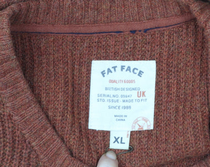 Fat Face Men’s Brown XL Cotton Wool Crew Neck Jumper