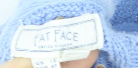 Fat Face Women Blue Size 12 Open Knit V-Neck Cardigan