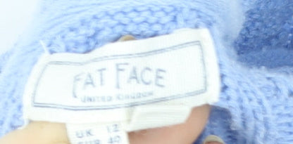 Fat Face Women Blue Size 12 Open Knit V-Neck Cardigan