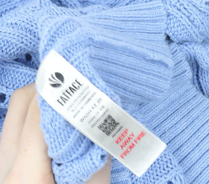 Fat Face Women Blue Size 12 Open Knit V-Neck Cardigan