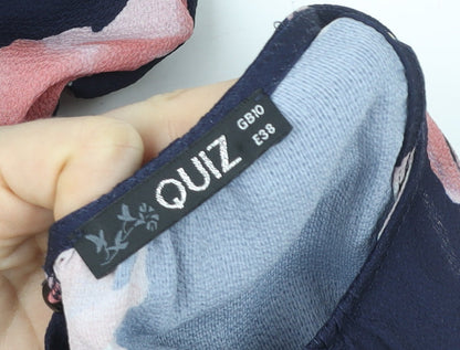 Quiz Women's Navy Floral Sleeveless Jumpsuit Size 10 Elegant Spring Playsuit