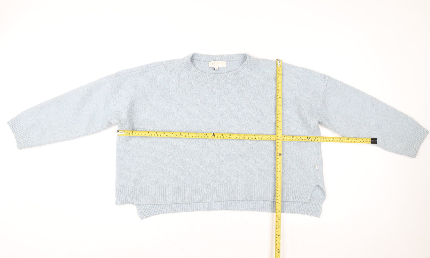Womens UK Size M Olive Blue Pullover Jumper
