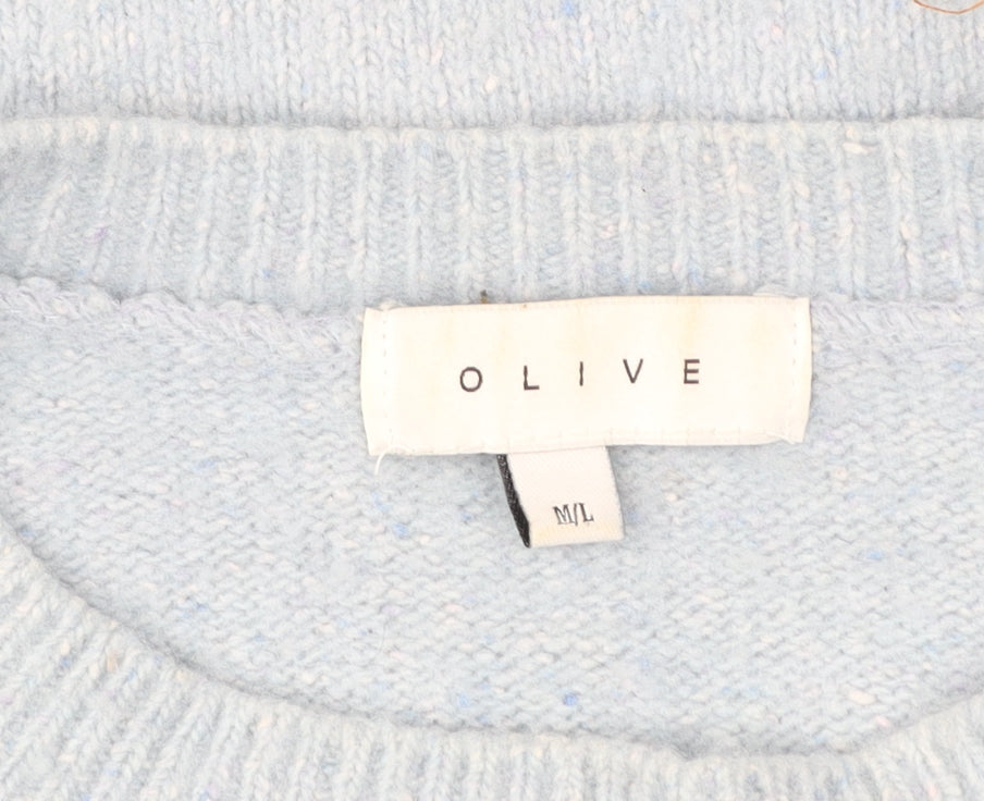 Womens UK Size M Olive Blue Pullover Jumper