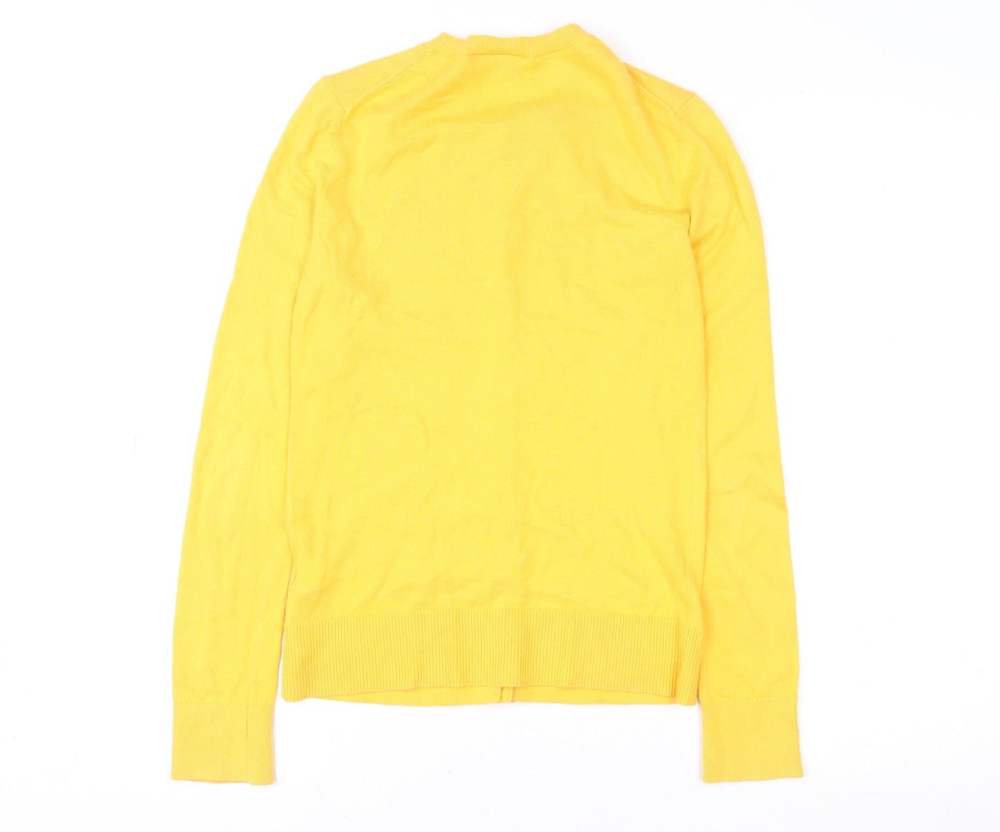 GAP Women Yellow XS Cotton Cardigan Jumper Long Sleeve Crew Neck