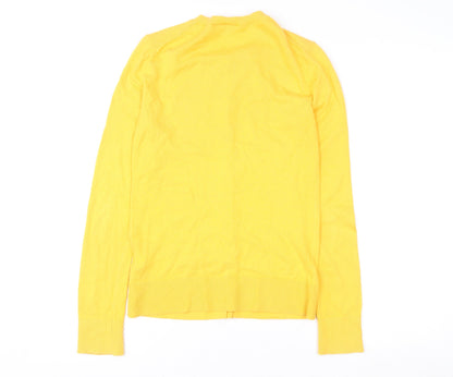GAP Women Yellow XS Cotton Cardigan Jumper Long Sleeve Crew Neck