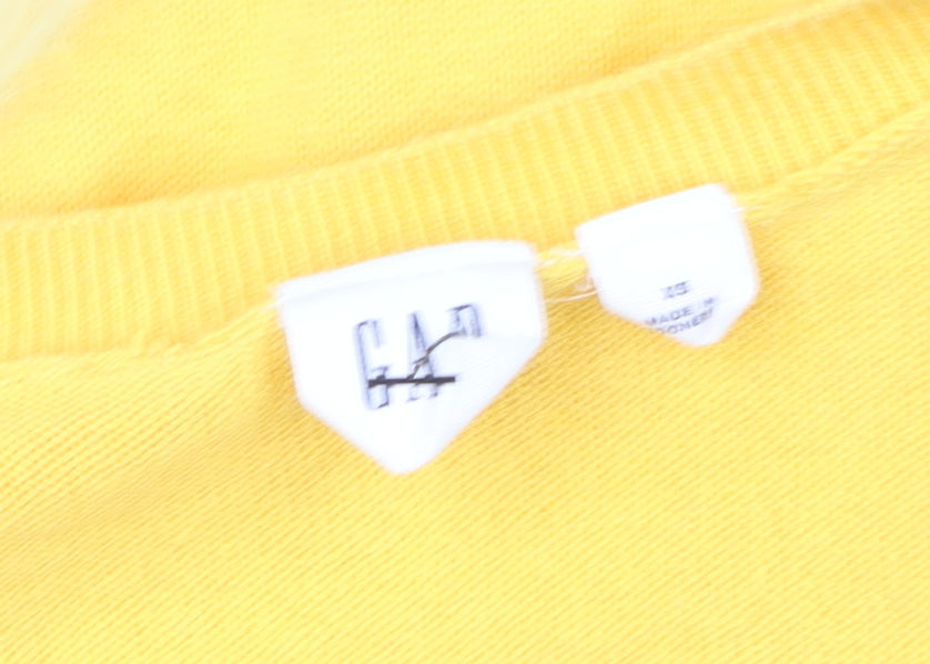 GAP Women Yellow XS Cotton Cardigan Jumper Long Sleeve Crew Neck