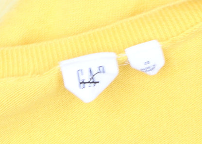 GAP Women Yellow XS Cotton Cardigan Jumper Long Sleeve Crew Neck