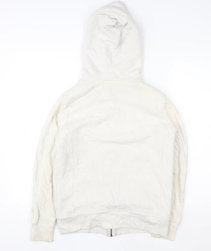 Gap Women Ivory Hooded Zip Jacket Small Cotton Sherpa Lined Casual