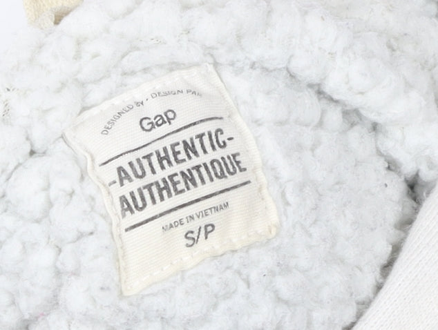 Gap Women Ivory Hooded Zip Jacket Small Cotton Sherpa Lined Casual