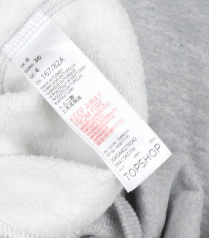 Womens UK Size 8 Topshop Grey Pullover Hoodie