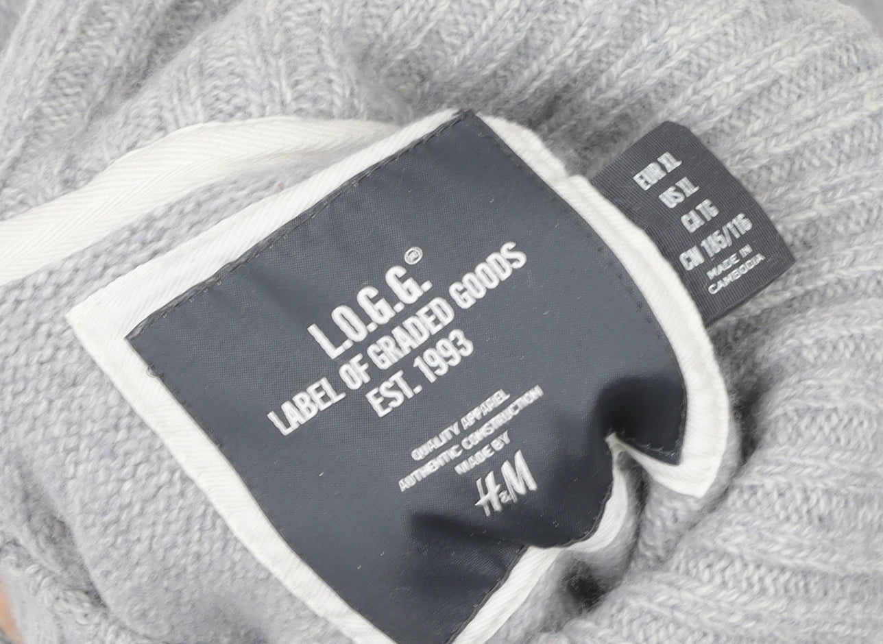 Womens UK Size L H&M Grey Henley Jumper