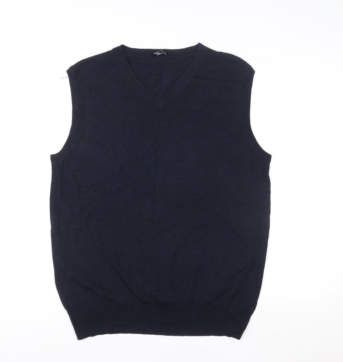 Jaeger Women's Blue Wool Sleeveless V-Neck Vest Jumper Size L