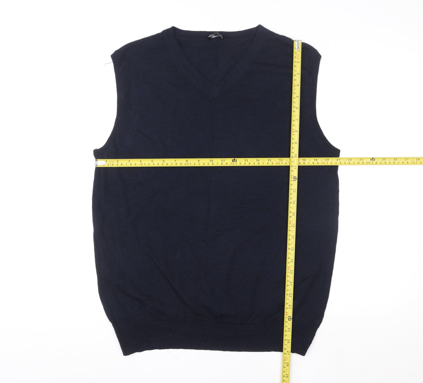 Jaeger Women's Blue Wool Sleeveless V-Neck Vest Jumper Size L