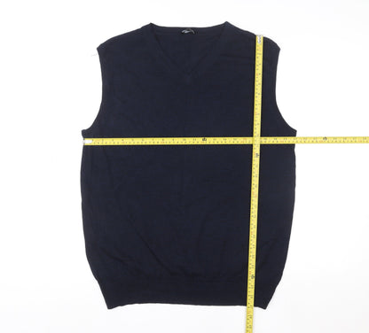 Jaeger Women's Blue Wool Sleeveless V-Neck Vest Jumper Size L