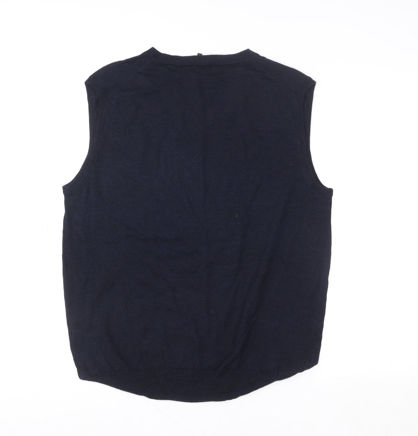 Jaeger Women's Blue Wool Sleeveless V-Neck Vest Jumper Size L