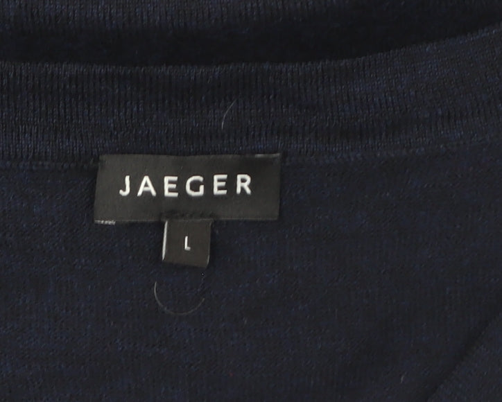 Jaeger Women's Blue Wool Sleeveless V-Neck Vest Jumper Size L