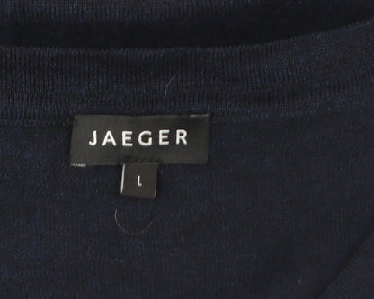Jaeger Women's Blue Wool Sleeveless V-Neck Vest Jumper Size L