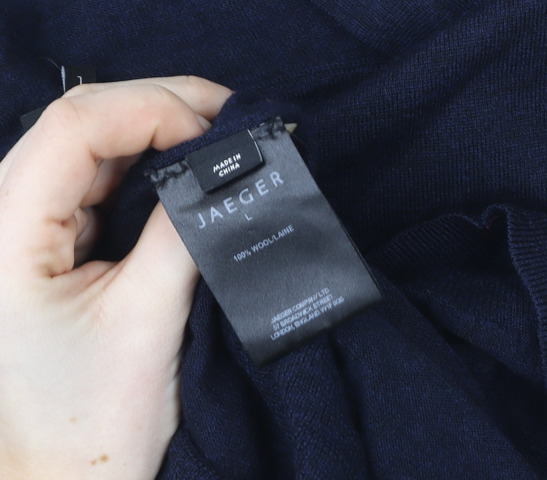 Jaeger Women's Blue Wool Sleeveless V-Neck Vest Jumper Size L