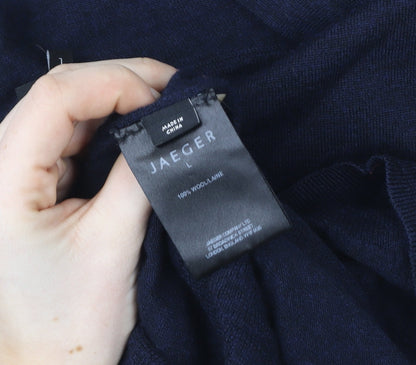 Jaeger Women's Blue Wool Sleeveless V-Neck Vest Jumper Size L