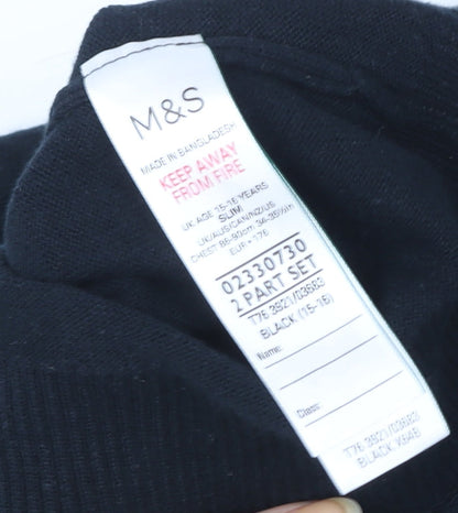 Marks and Spencer Boys Black V-Neck Slim Fit Pullover Sweatshirt 15-16 Years
