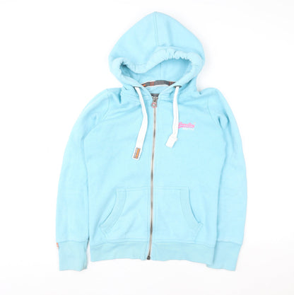Superdry Women's Blue Full Zip Hoodie Small with Drawstring Hood
