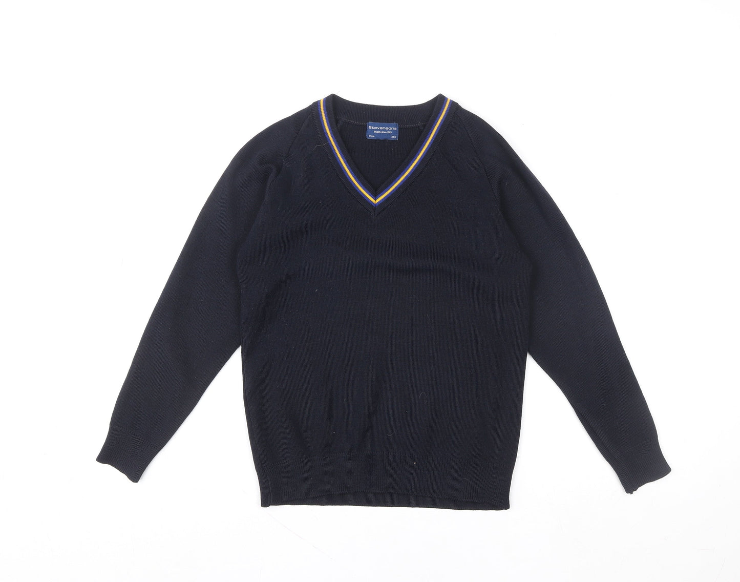 Stevensons Boys Black V-Neck School Knitted Acrylic Pullover 32in