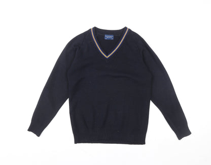 Stevensons Boys Black V-Neck School Knitted Acrylic Pullover 32in