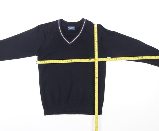 Stevensons Boys Black V-Neck School Knitted Acrylic Pullover 32in