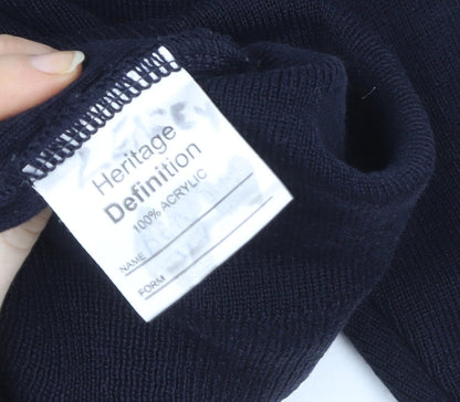 Stevensons Boys Black V-Neck School Knitted Acrylic Pullover 32in