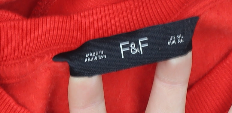 Womens UK Size XL F&F Red Pullover Sweatshirt