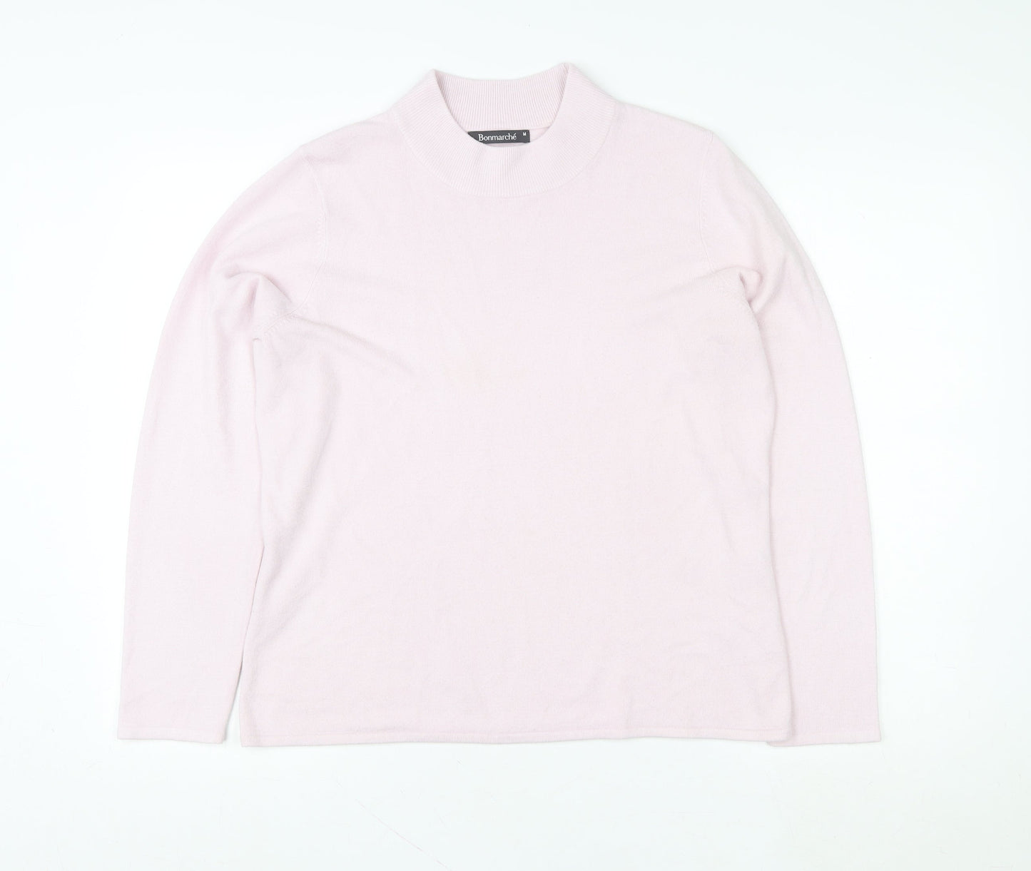 Bonmarché Women Pink Acrylic Pullover Sweatshirt M Roll Neck
